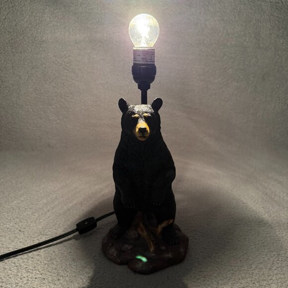 DWK Bear Table Lamp 15" Standing Black Grizzly Arkadius Light Resin 2012 - Picture 2 of 12